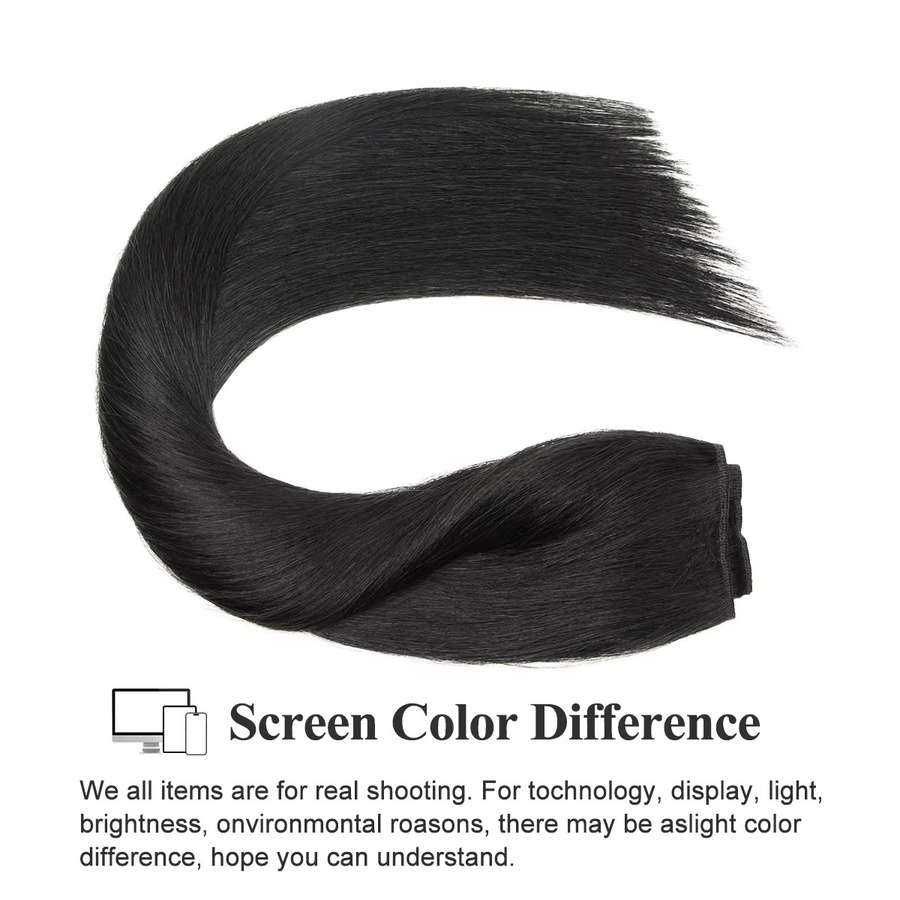 MRS HAIR Jet Black Fish Line Wire Haarverlängerungen, Clip-in-Echthaarverlängerungen, 4 Clips - Bild 5