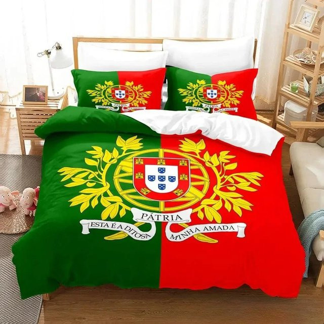 Bettwäscheset Portugal Flagge von JMG Household Supplies mit Bettbezug und Kissenbezug, Farbe Grün, Material Mikrofaser, Breite: 70 cm, Länge: 133 cm - Bild 1