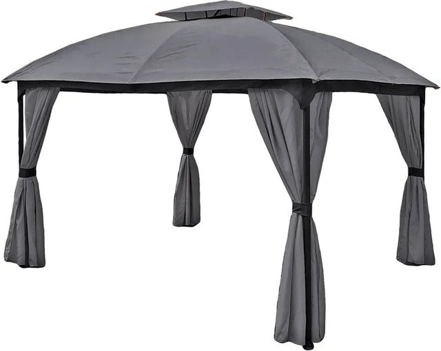 Garden Pleasure Pavillon Kama Anthrazit mit 4 verschließbaren Seitenschals B/T/H: 360 x 300 x 270 cm - Bild 1