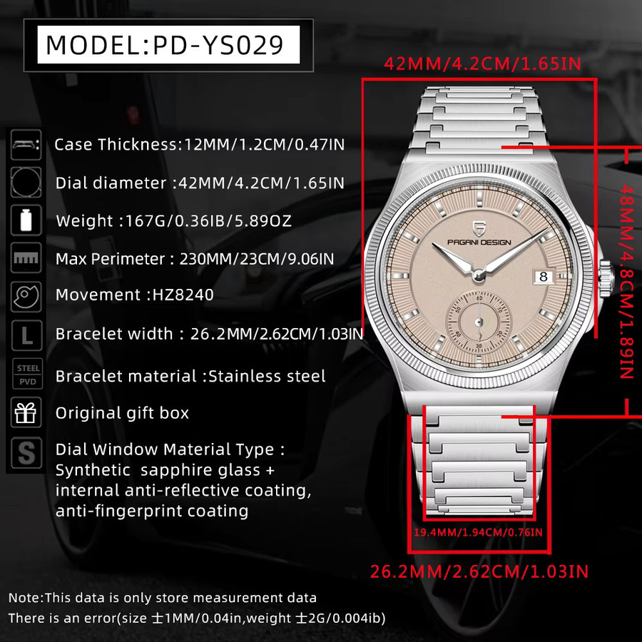 PAGANI DESIGN Armbanduhr Quarz, Edelstahl, Silber, Herren - Bild 5