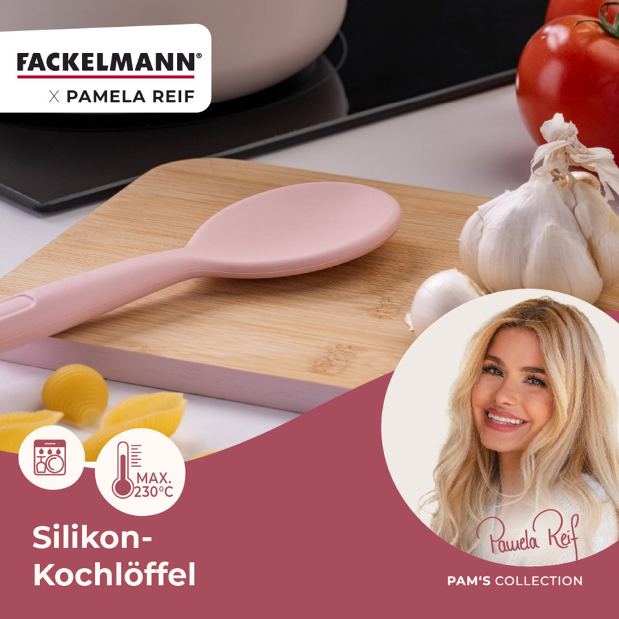 Fackelmann Pamela Reif Kochlöffel aus Silikon, rosa, hitzebeständig und spülmaschinenfest - Bild 3