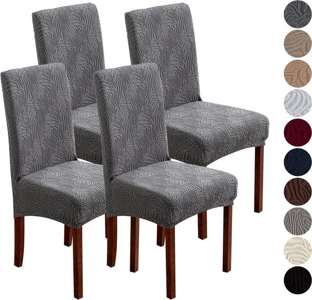 Genina Universal Stuhlbezug aus Stretch-Material in Grau für Esszimmerstühle und Gamerstühle - Bild 1