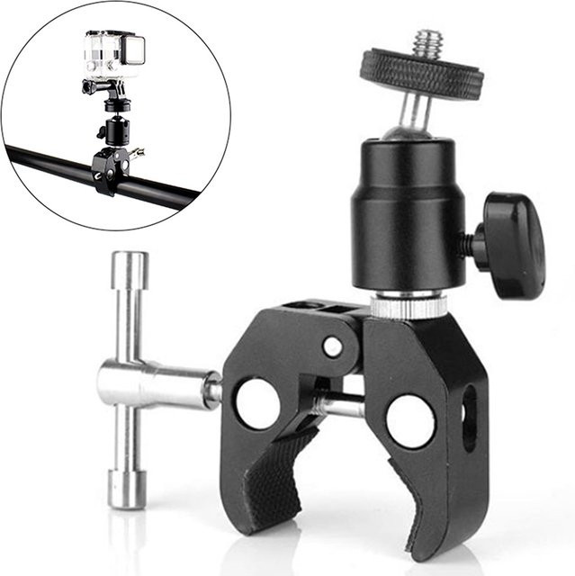 SAFENH CNC Metall Super Clamp mit 360 Grad Kugelkopf und Schnellwechselhalterung für DSLR Kamera und Stativ, Schwarz - Bild 1