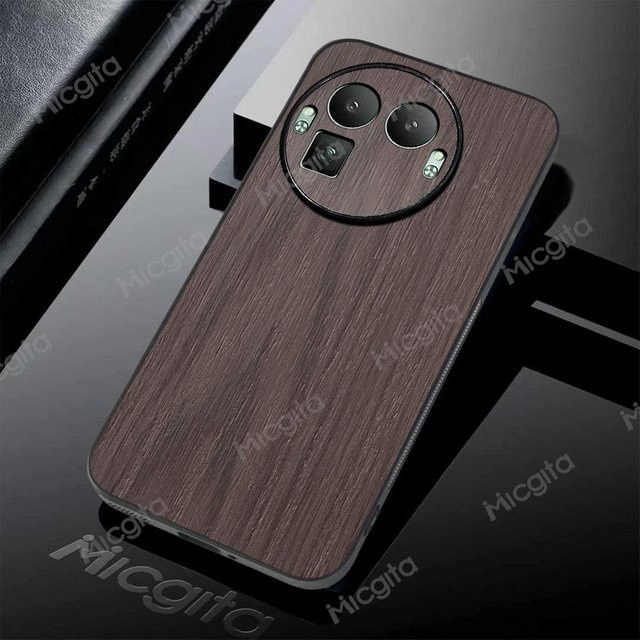 Luxus Lederhülle mit Holzmaserung für Realme GT8 Pro in Braun - Bild 1