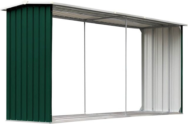 vidaXL Brennholzlager aus verzinktem Stahl in Grün, B/T/H: 330 x 92 x 153 cm - Bild 3