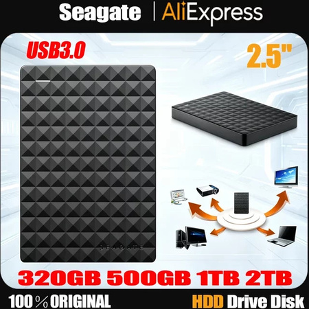 Seagate Externe Festplatte USB 3.0 Tragbare 2,5 Zoll HDD Schwarz 500 GB