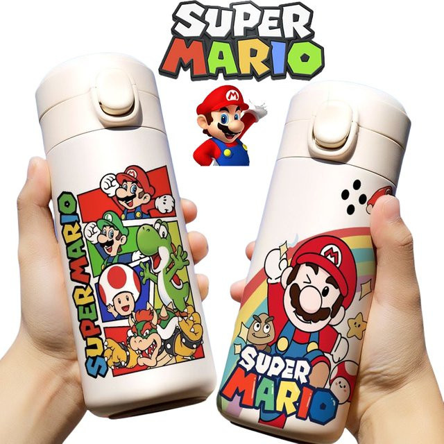 Bandai Super Mario Bros Thermobecher aus Edelstahl in Weiß, 420 ml - Bild 1