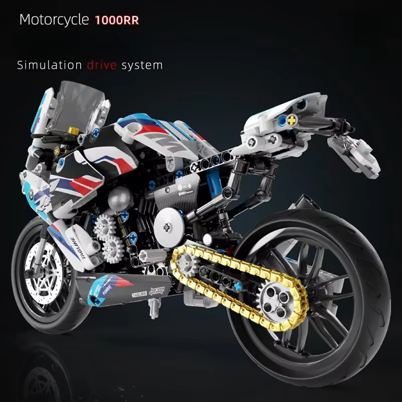 Technische Motorrad M1000 RR Racing, Baustein Modell, 589 Teile, ab 6 Jahren - Bild 5