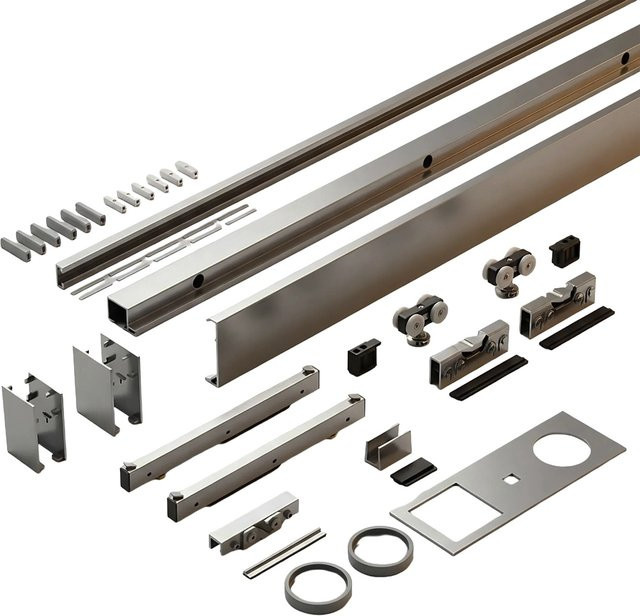 Doorlegro Schiebetürbeschlag EasySlide 65 in Edelstahloptik mit Soft-Close, Farbe: Silber, Breite: 6,5 cm, Länge: 200 cm - Bild 1