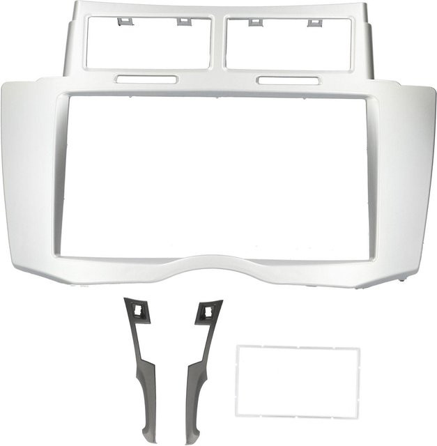 Koogeelife 2-DIN Blende Armaturenbrett-Kit für Autoradio Audio DVD Stereo Center Steuerung Passend für Yaris Vitz Platz 05-11 in Weiß - Bild 1