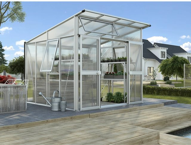 Vitavia Gewächshaus Aphrodite 7800 Pultdach mit Aluminiumprofilen in Silber und 10 mm Polycarbonat-Verglasung - Bild 1