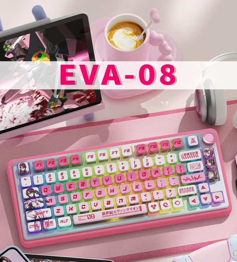 KYOMOT Anime Tastenkappen EVA Set mit PBT-Pudding und MAS-Profil für mechanische Tastaturen, Multicolor - Bild 3