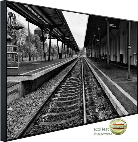 papermoon EcoHeat Infrarotheizung Bahnsteig Schwarz Weiss Matt-Effekt mit App-Steuerung und Überhitzungsschutz - Bild 1