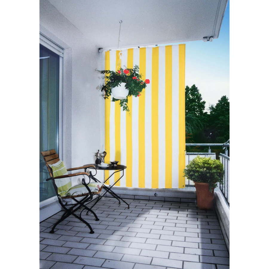 Floracord Senkrechtsonnensegel rechteckig Gelb-Weiß B/H: 140 x 230 cm - Bild 2