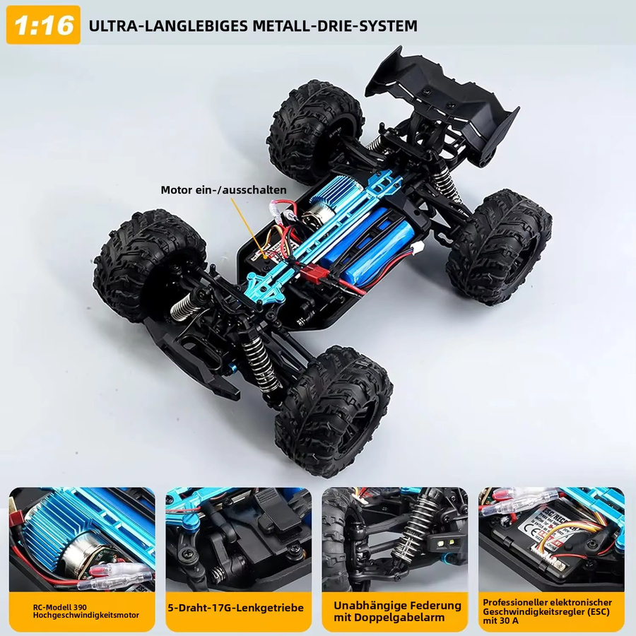 WLtoys 4WD RC-Auto, Monster Truck, 1:16, mit LED-Leuchten - Bild 4