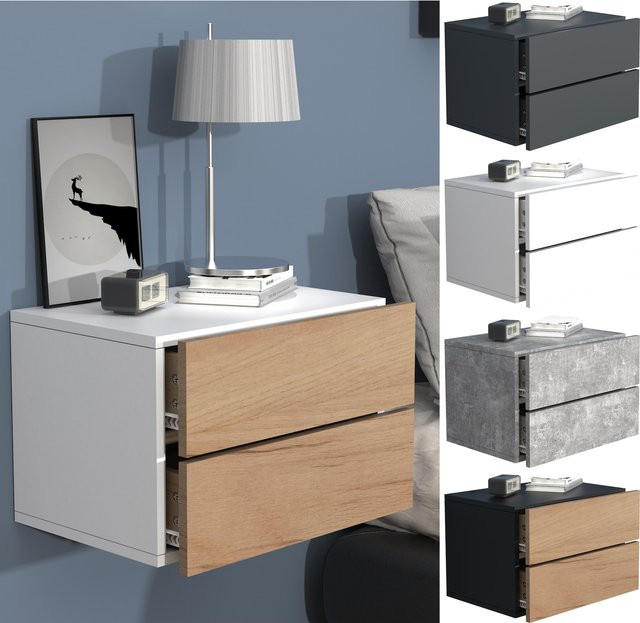 VCM Wandregal Usal Nachtschrank in Grau Anthrazit, B/H/T: 45 x 30 x 32 cm - Bild 1