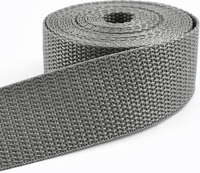 Meetee Polypropylen-Gurtband in Grau, 10 Meter Meterware als Nähzubehör, Breite: 32 mm - Bild 1