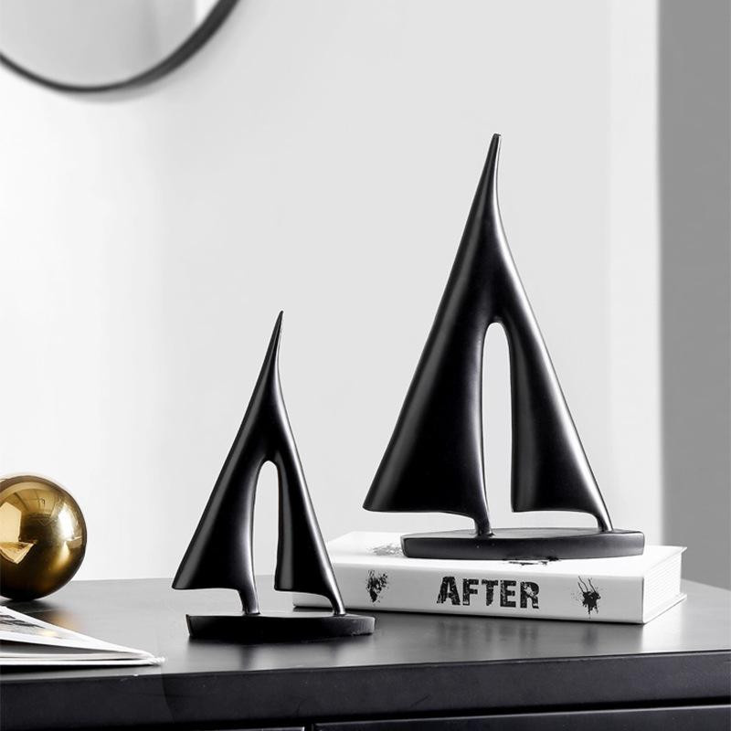 Nordisches Segelboot aus Harz als moderne Dekoration für dein Wohnzimmer oder Büro, B/T/H: 29,5 x 20,5 x 20,5 cm - Bild 2