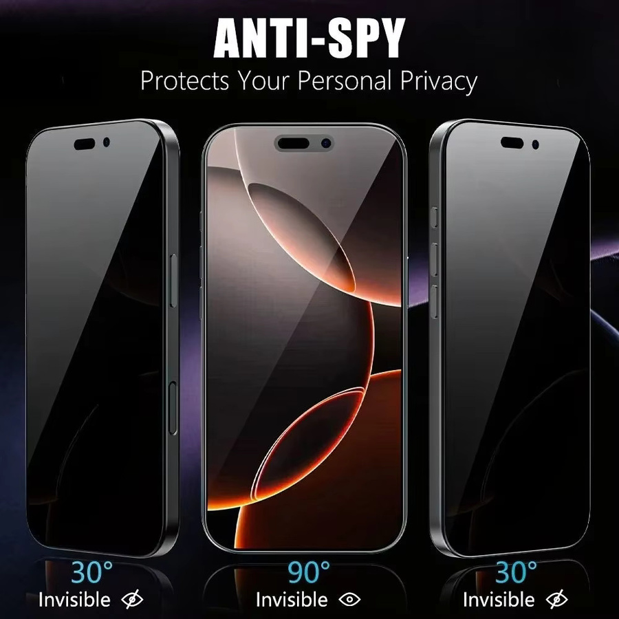 2 Stück Sichtschutzfolie aus gehärtetem Glas für Apple iPhone 16 15 14 13 12 11 Pro Max Plus XR XS und X, transparent - Bild 2