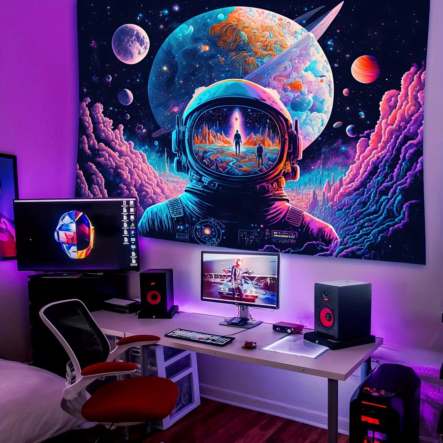 VIKAMA Cosmic Wandteppich Cyberpunk Sternennacht Wanddekoration in Multicolour, Breite: 60 cm, Höhe: 40 cm - Bild 3