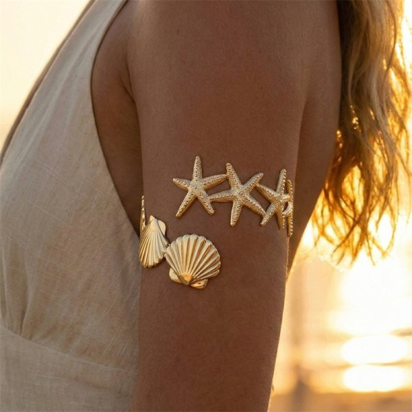 rinhoo Oberarm-Armband, Seestern Muschel, Gold, Damen - Bild 1