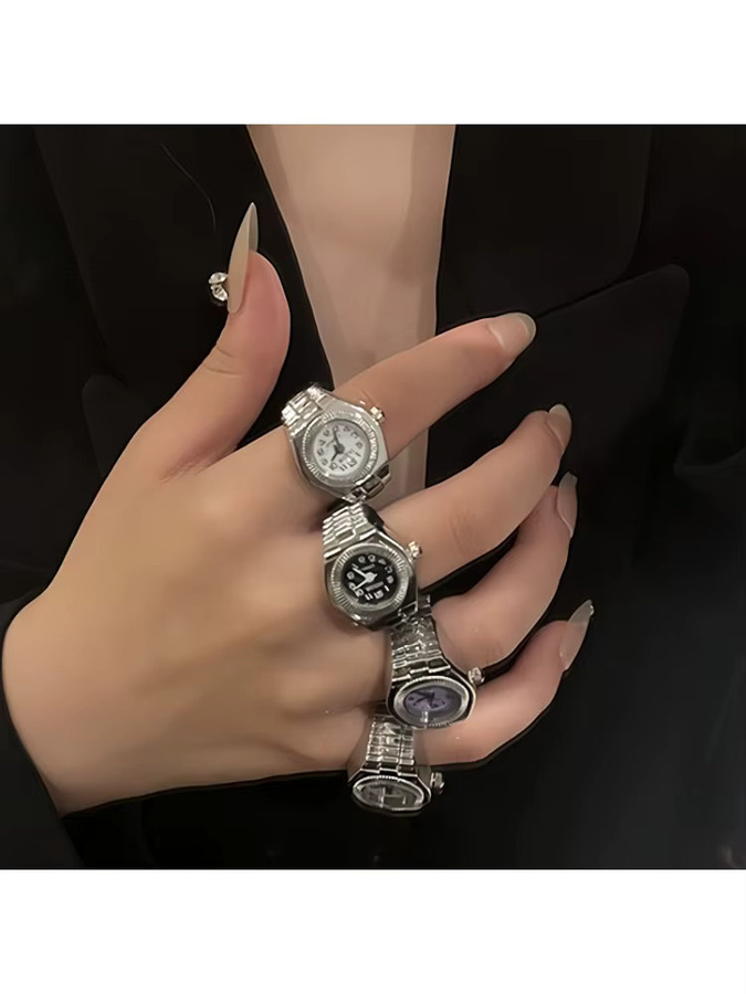 JBAILI Ring-Uhr, Legierung, Silber, Unisex, Vintage, Quarzuhr - Bild 3