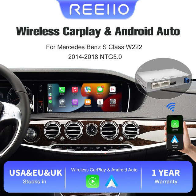 REEIIO Drahtloses CarPlay und Android Auto Interface mit Mirror Link und AirPlay für Mercedes Benz S-Klasse W222 (2014-2018) NTG 5.0 - Bild 1