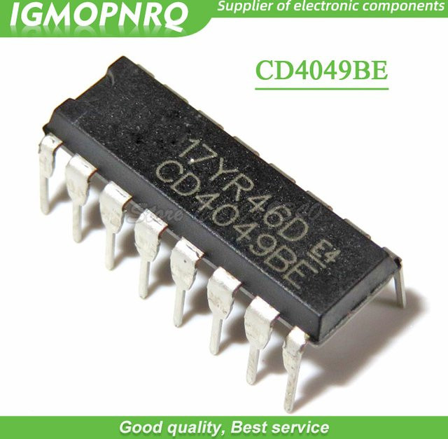 10 Stück CD4049UBE DIP16 CMOS Hex Inverter in Schwarz - Bild 1