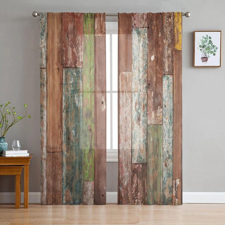 Bretter Shabby Retro Tüllvorhang Braun in Shabby Chic mit Ösen, Breite: 135 cm, Höhe: 115 cm