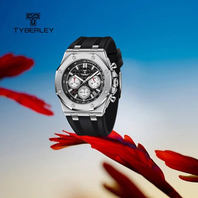 TYBERLEY Chronograph, Quarzuhr, Edelstahl, Weiß, Herren - Bild 1