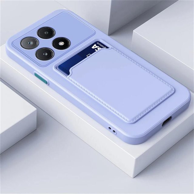 Xiaomi Flüssigsilikon Handyhülle mit Kartenhalter und Geldbörsen-Funktion für POCO X7 F6 X6 M6 X5 Pro C65 F5 C55 F3 M5 X3 GT M4 X4 Pro F4 X3 NFC in Purple - Bild 1