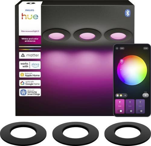 Philips Hue White & Colour Ambiance LED-Einbauleuchte Schwarz 3er-Set rund Durchmesser: 9 cm - Bild 1