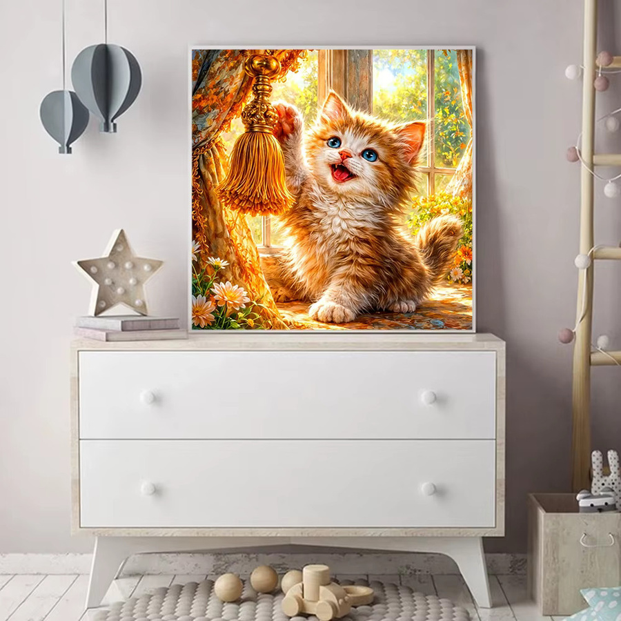 Momoart Diamant-Stickerei Katze DIY Mosaik-Malerei mit runden Steinen in Mehrfarbig, B/H: 20 x 20 cm - Bild 3