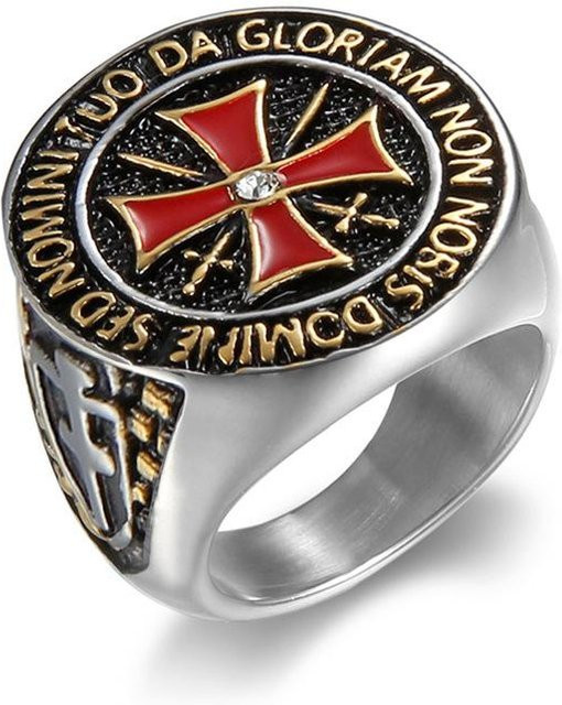 Rui Di Ring, Edelstahl, Gold, Diamant, Zirkonia, Herren, Vintage - Bild 1