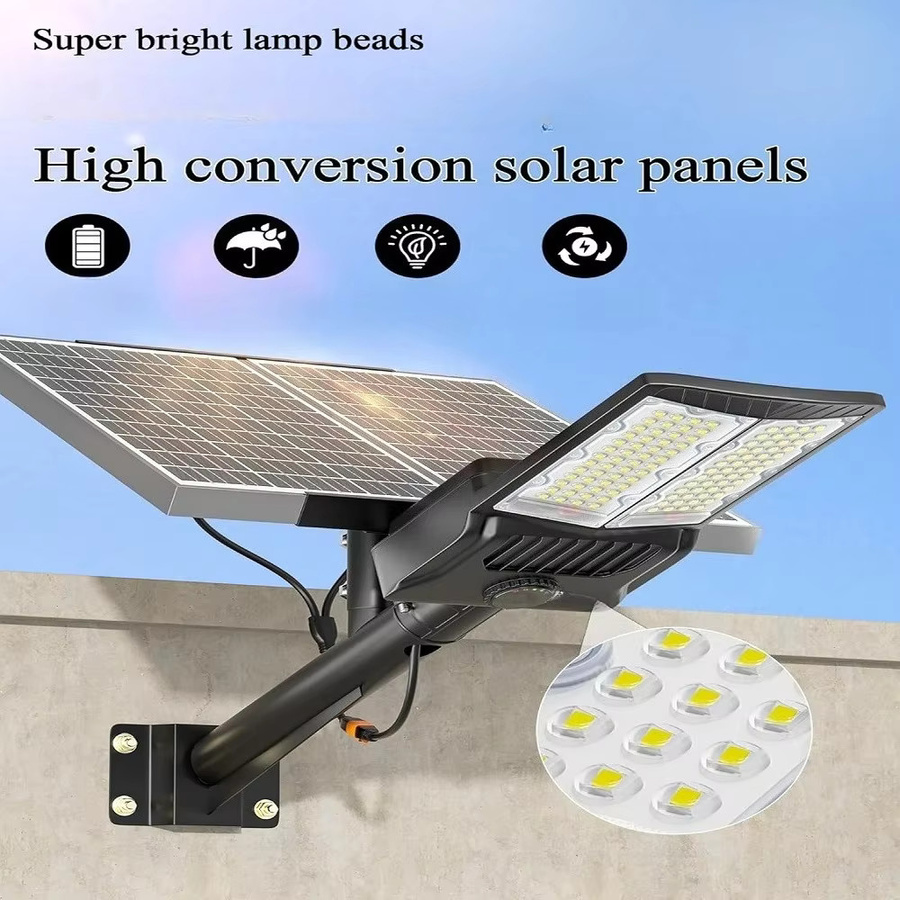 YQCHEZI Solar-Flutlicht aus Aluminium mit Bewegungssensor und Dämmerungssensor, 50000 lm Außenbeleuchtung für Garten und Straße, Schwarz - Bild 2