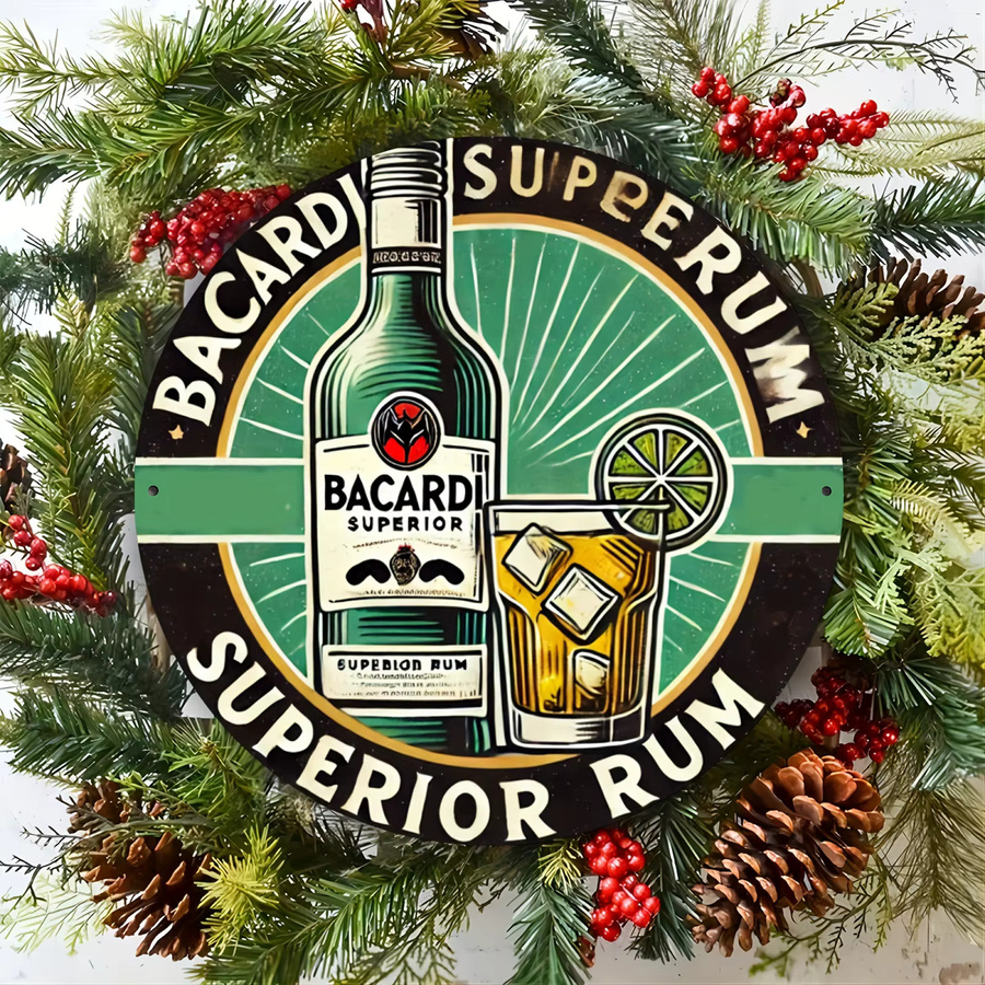Bacardi Superior Rum rundes Metallschild aus Aluminium in Multicolour, Durchmesser: 20,32 cm - Bild 4