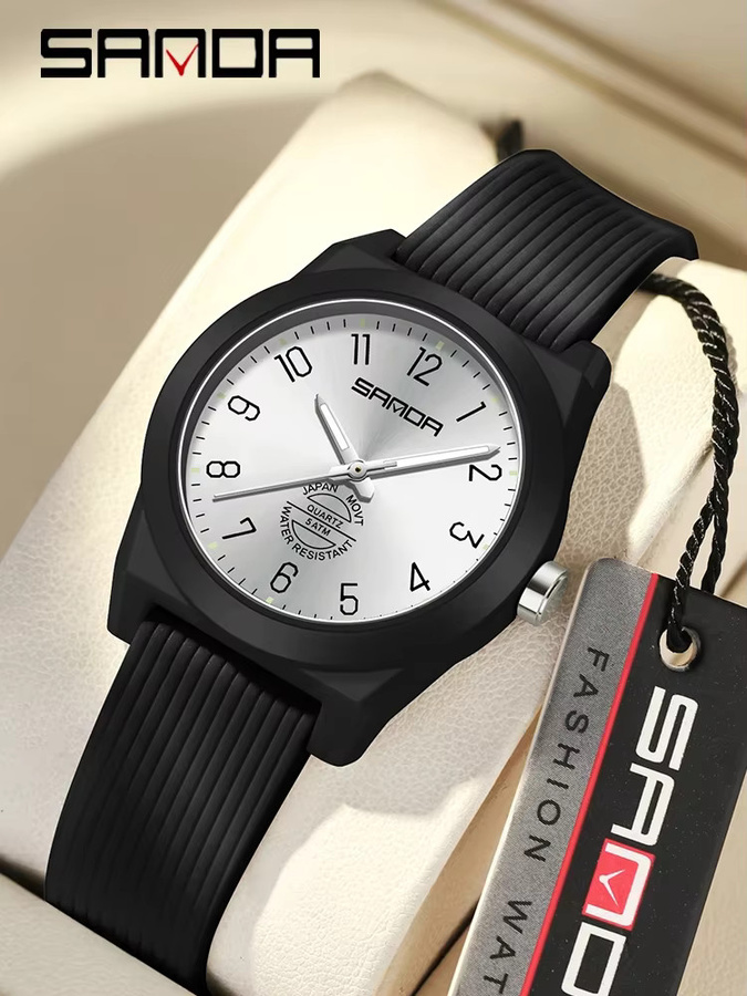 SANDA Armbanduhr, Quarz, Kunststoff, Silikon, Schwarz, Unisex - Bild 3
