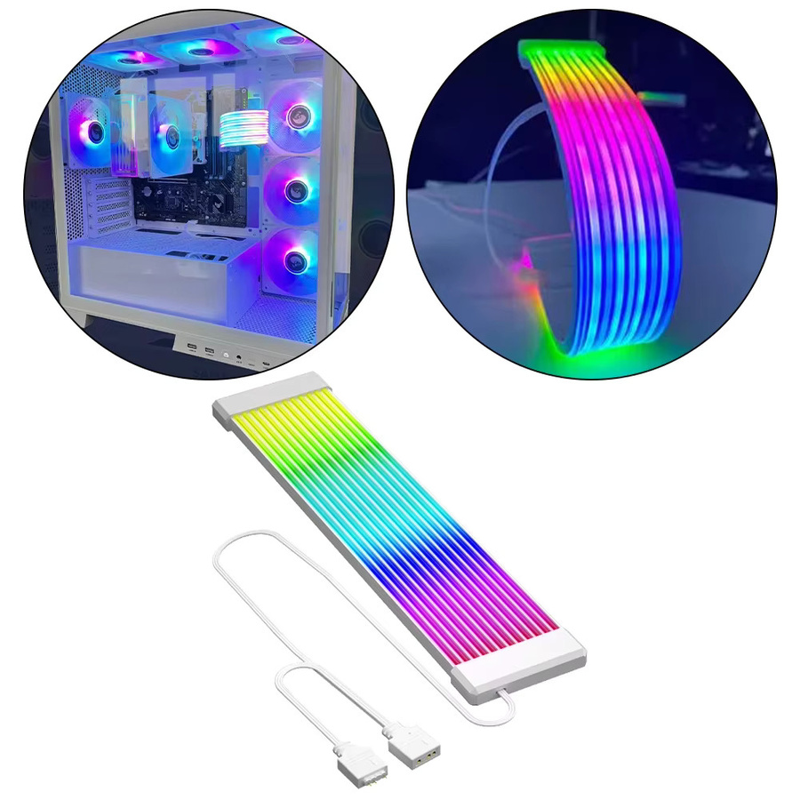 ALLOET ARGB Sync Verlängerungskabel für 5V 3Pin RGB LED Lichtstreifen und Motherboard, Schwarz/Mehrfarbig - Bild 3
