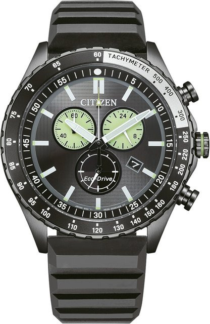 Citizen Chronograph, Solar, Edelstahl, Schwarz, 43 mm, Herren - Bild 1