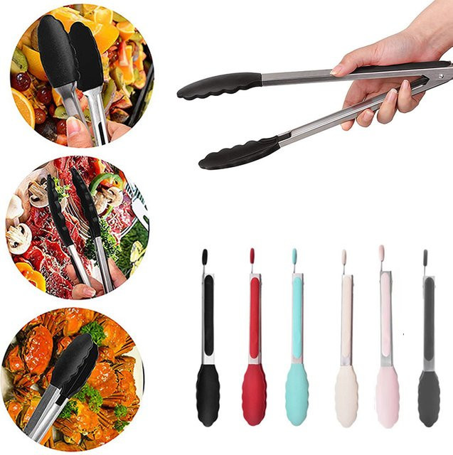 YOCITY Silikon-Lebensmittelzange aus Edelstahl in Pink, multifunktionale Antihaft-Grillzange für Küche und Grill - Bild 1