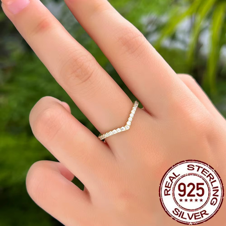 CWWZircons Ringe, 925 Silber, vergoldet, Zirkonia, Damen - Bild 2