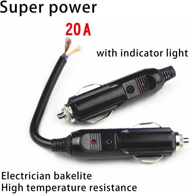 Auto Zigarettenanzünder Adapter mit LED-Buchse und 20A Stecker für 12V und 24V in Schwarz - Bild 1