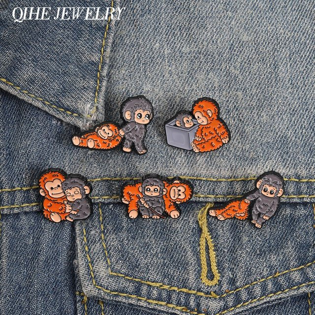 QIHE JEWELRY Anstecknadel Cartoon-Emaille, Bunt, Unisex - Bild 1