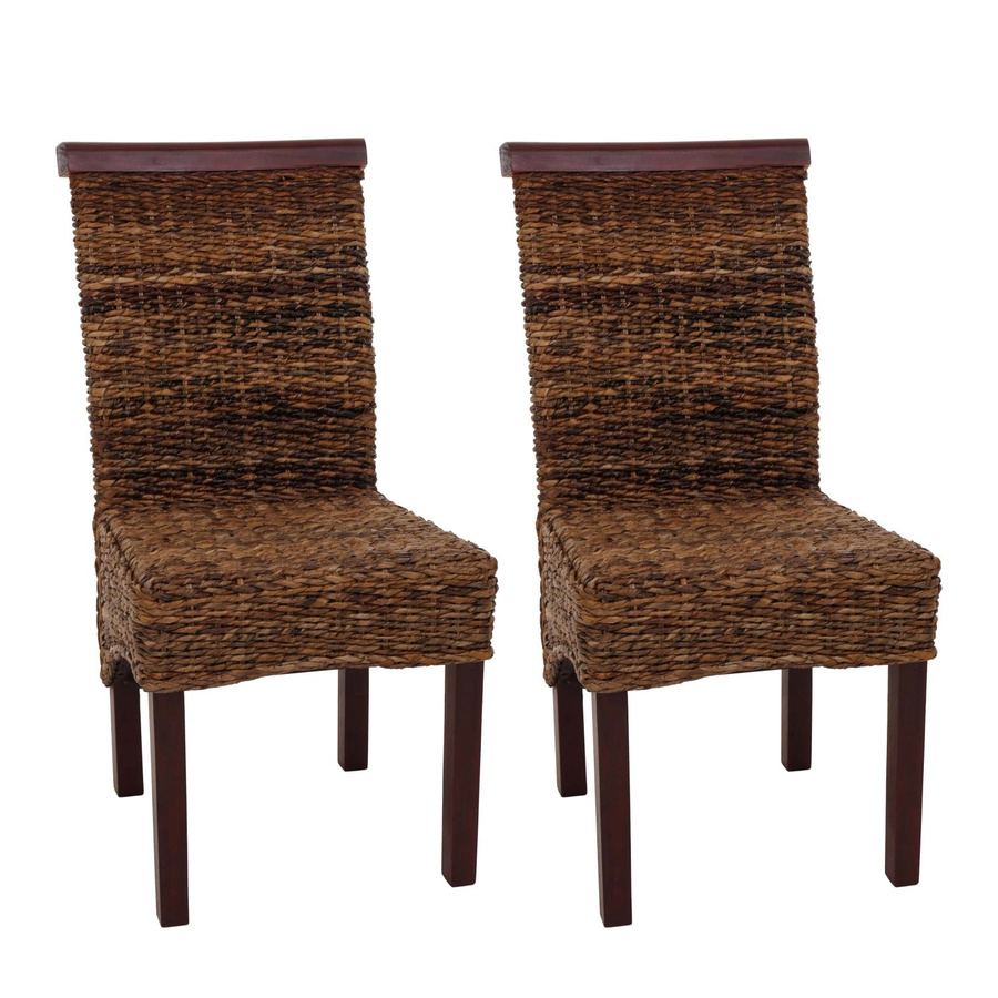 CHEFGASTRO 2er-Set Esszimmerstühle aus Bananengeflecht und Mahagoniholz in Braun, H x B x T: 93 x 47 x 43 cm, Sitzhöhe: 47 cm - Bild 2