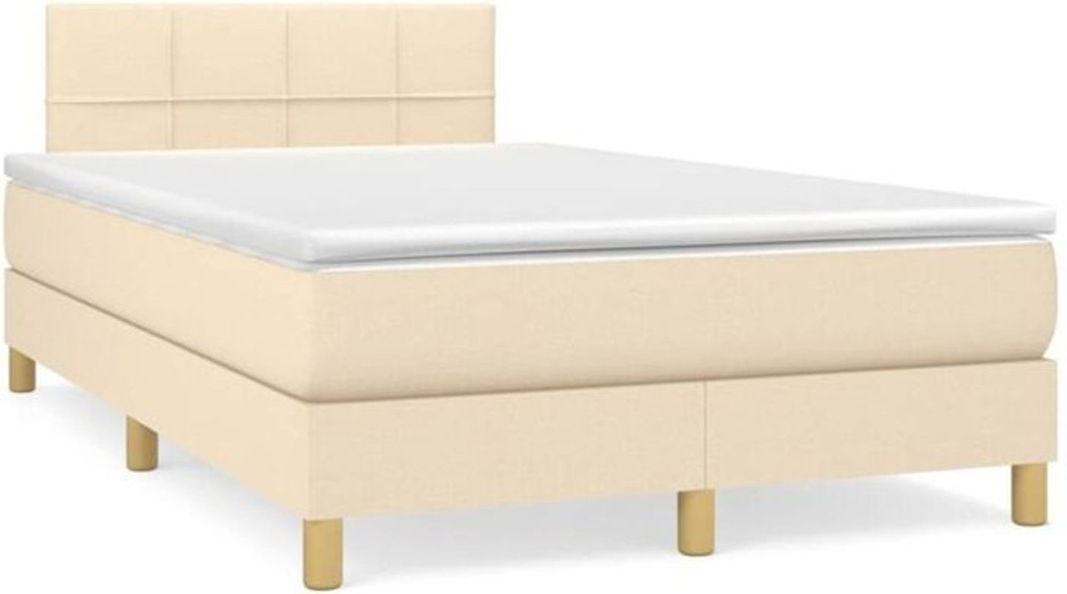 vidaxl Boxspringbett mit Matratze in Beige aus Stoff, B/T: 120 x 190 cm - Bild 1