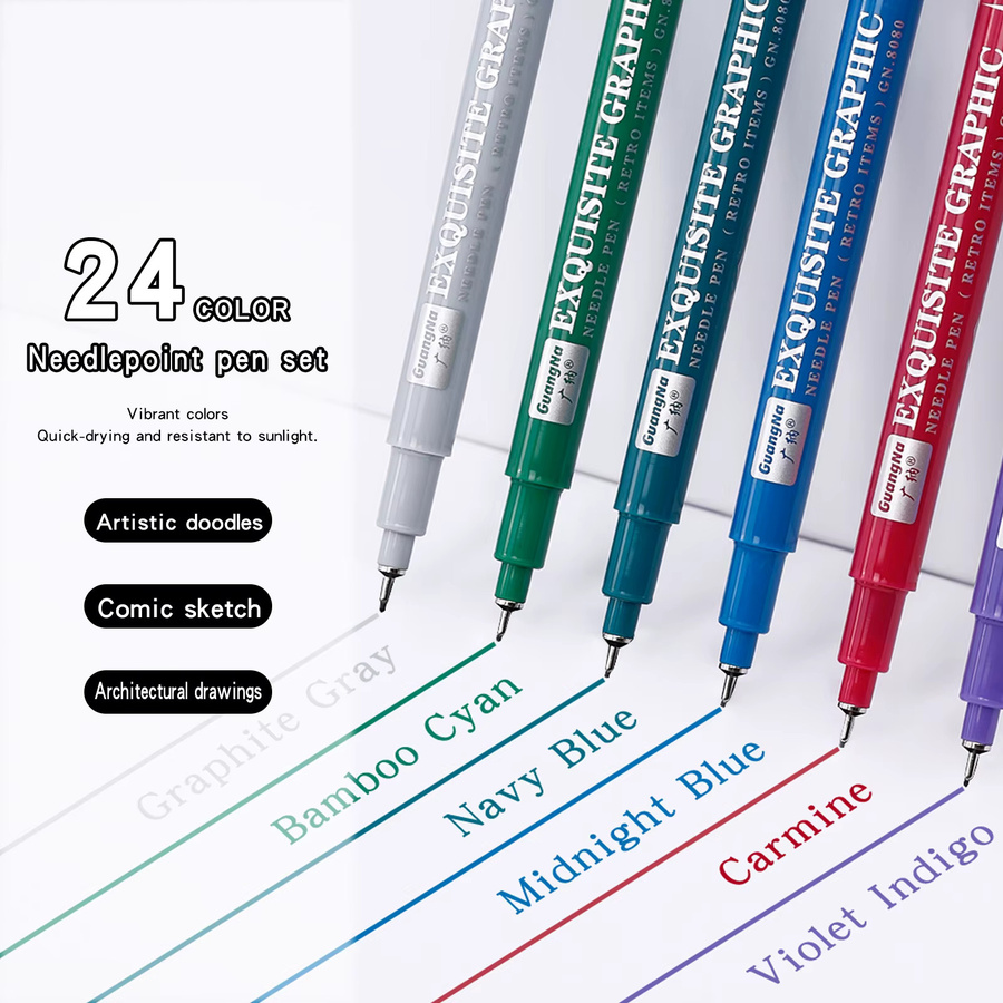 Micron Fineliner Set mit 24 Farben, wasserfeste Nadelspitzen-Stifte 0,5mm für Zeichnen, Skizzieren und Kunst - Bild 2
