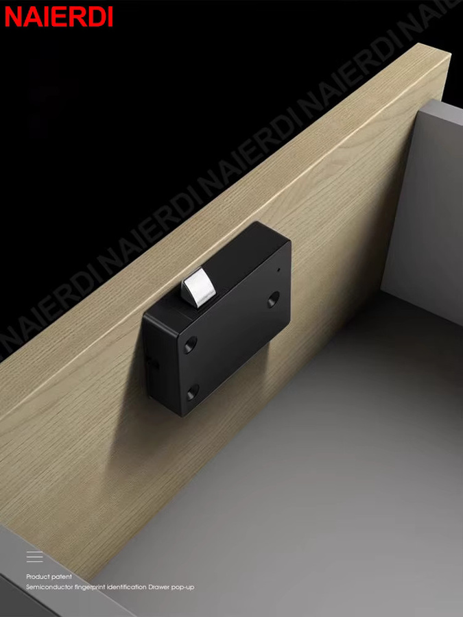 NAIERDI Intelligentes biometrisches Schrankschloss in Schwarz, schlüsselloses Fingerabdruckschloss zur Diebstahlsicherung für Türen und Aktenschubladen - Bild 6