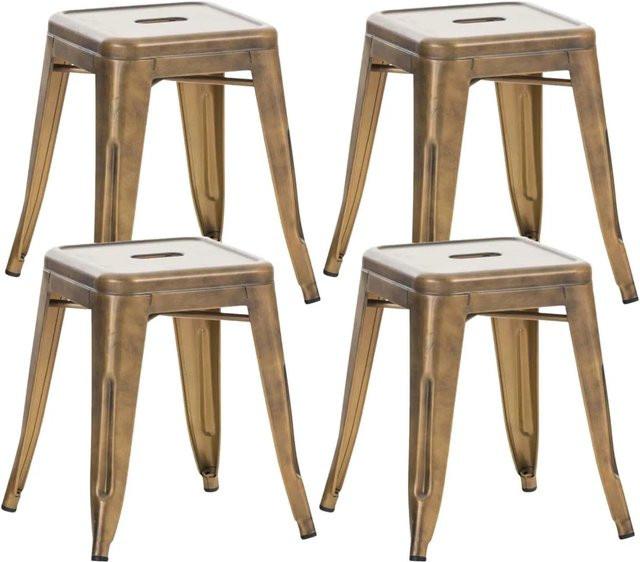 CLP 4er Set Hocker Armin in Gold, stapelbare Metallhocker im Industrial-Design, Höhe: 46 cm, Breite: 40 cm, Tiefe: 40 cm - Bild 1