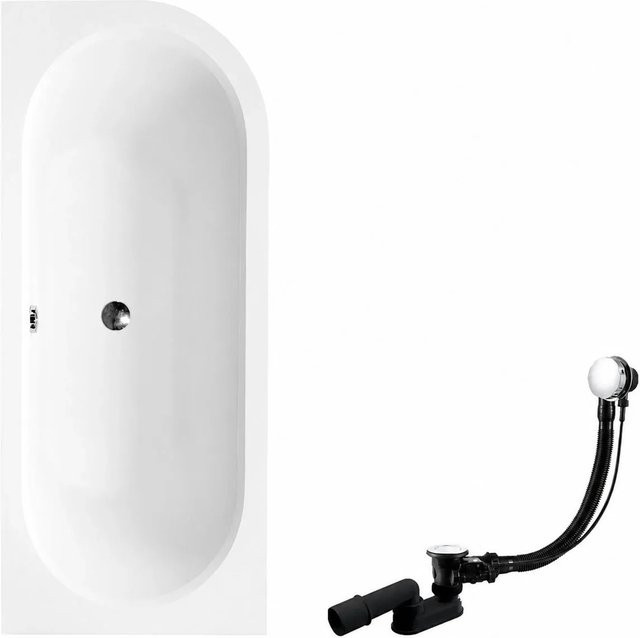 KOLMAN Eckbadewanne KODI links in Weiß mit Kopfstütze, Ablauf und Füßen, B/T: 180 x 80 cm - Bild 1
