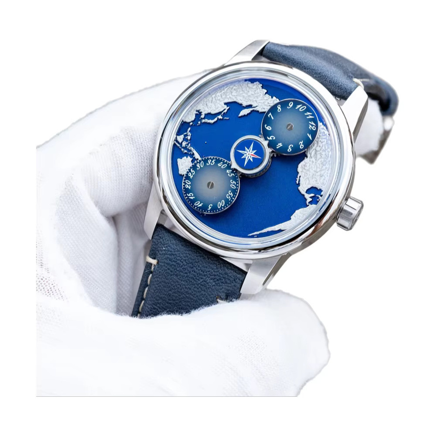 OBLVLO Armbanduhr Automatik, Blau, Lederarmband, Herren - Bild 4
